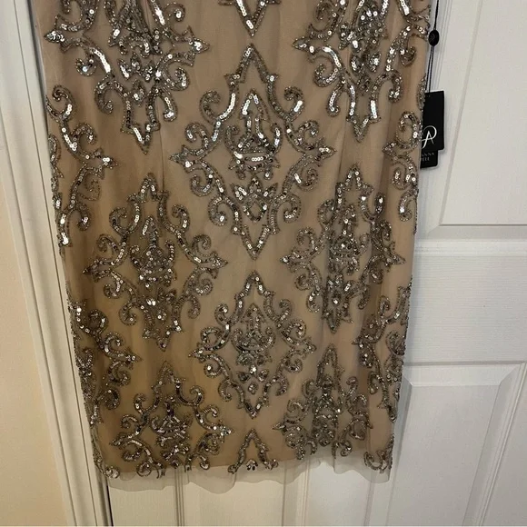 Adrianna Papell Tan and Silver Embellished Dress - Picture 6 of 12